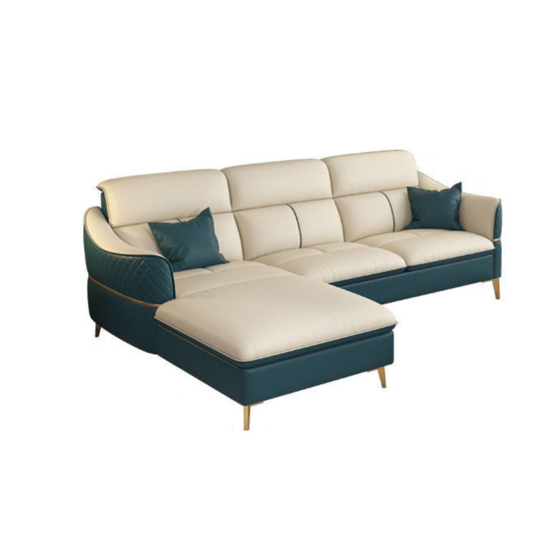 Glam Style Sofa Bed with Padded Leather and White Upholstery Sofa 83"L x 63"W x 36"H Left Clearhalo 'furn' 'furn_sectionals' 'Furniture' 'Living Room Furniture' 'Sectionals' 5514500