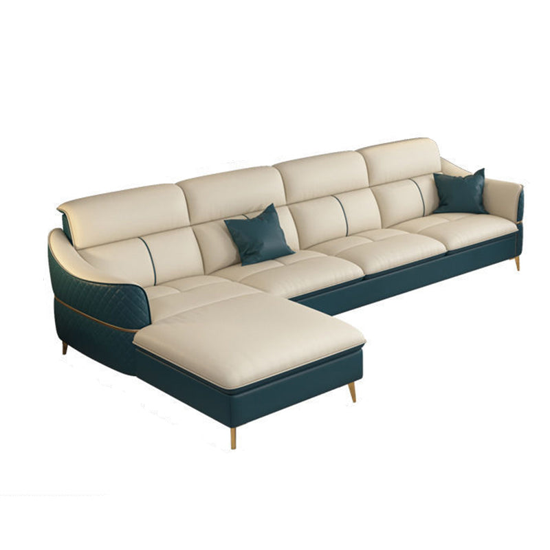 Glam Style Sofa Bed with Padded Leather and White Upholstery Sofa 106"L x 63"W x 36"H Left Clearhalo 'furn' 'furn_sectionals' 'Furniture' 'Living Room Furniture' 'Sectionals' 5514503