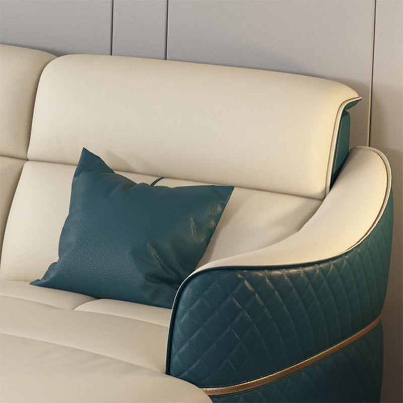 Glam Style Sofa Bed with Padded Leather and White Upholstery Sofa Clearhalo 'furn' 'furn_sectionals' 'Furniture' 'Living Room Furniture' 'Sectionals' 5514505