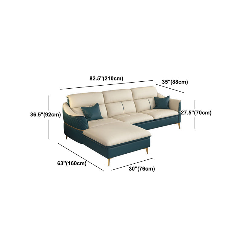 Glam Style Sofa Bed with Padded Leather and White Upholstery Sofa Clearhalo 'furn' 'furn_sectionals' 'Furniture' 'Living Room Furniture' 'Sectionals' 5514515
