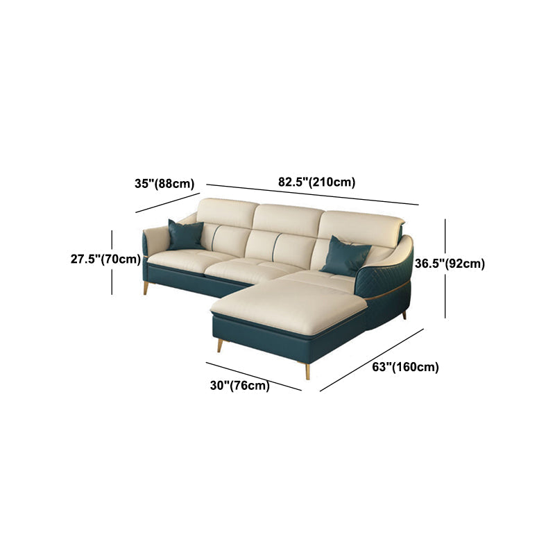 Glam Style Sofa Bed with Padded Leather and White Upholstery Sofa Clearhalo 'furn' 'furn_sectionals' 'Furniture' 'Living Room Furniture' 'Sectionals' 5514516