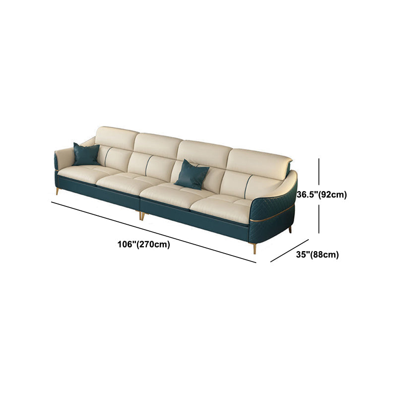 Glam Style Sofa Bed with Padded Leather and White Upholstery Sofa Clearhalo 'furn' 'furn_sectionals' 'Furniture' 'Living Room Furniture' 'Sectionals' 5514520