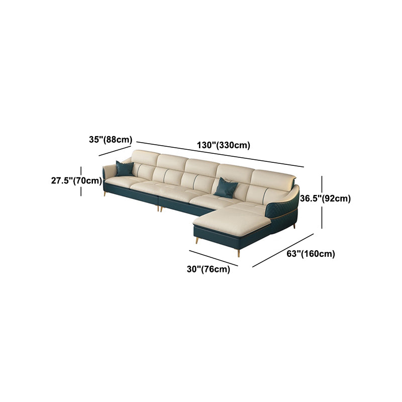Glam Style Sofa Bed with Padded Leather and White Upholstery Sofa Clearhalo 'furn' 'furn_sectionals' 'Furniture' 'Living Room Furniture' 'Sectionals' 5514522