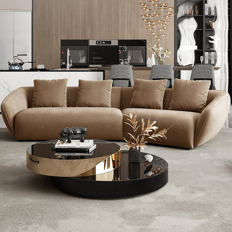 Nordic Wooden 3 Seater Sofa Chaise Dark Brown  Sloped Arm Sofa