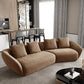 Nordic Wooden 3 Seater Sofa Chaise Dark Brown  Sloped Arm Sofa