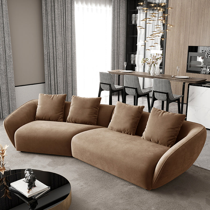 Nordic Wooden 3 Seater Sofa Chaise Dark Brown  Sloped Arm Sofa