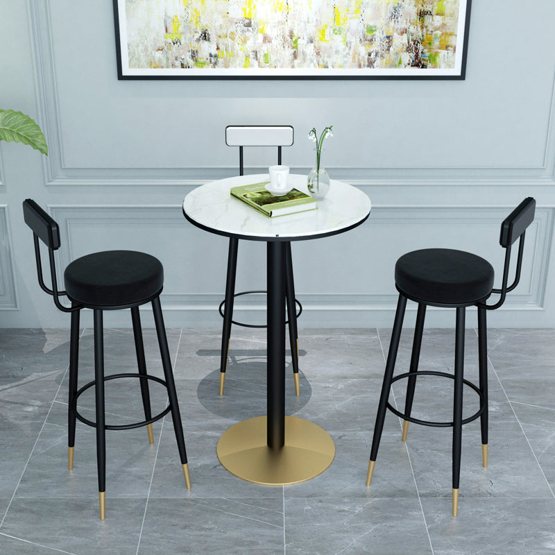 1/3/4/5 Pieces Glam Iron Bar Table Set Round Bistro Set with Black Faux Marble Top 4 Pieces: Table, 3 Black Stools Clearhalo 'Bar Furniture' 'furn' 'furn_home_bar_bar_sets' 'Furniture' 'Home Bars & Bar Sets' 'home_bar_bar_sets' 'Kitchen & Dining Furniture' 5514566