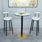 1/3/4/5 Pieces Glam Iron Bar Table Set Round Bistro Set with Black Faux Marble Top