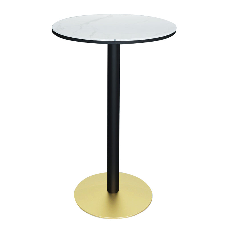 1/3/4/5 Pieces Glam Iron Bar Table Set Round Bistro Set with Black Faux Marble Top White 22"L x 22"W Clearhalo 'Bar Furniture' 'furn' 'furn_home_bar_bar_sets' 'Furniture' 'Home Bars & Bar Sets' 'home_bar_bar_sets' 'Kitchen & Dining Furniture' 5514571