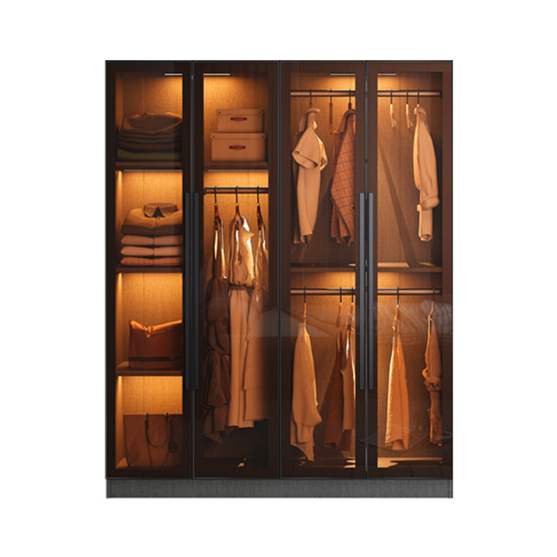 Armario de vestuario de madera gris de vestuario de estilo contemporáneo con estantes