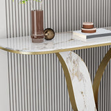 Glam Metal Half Moon Sofa Console Table Scratch Resistant Pedestal White Console Table Clearhalo 'Console Tables' 'console_tables' 'Entry & Mudroom Furniture' 'furn' 'furn_console_tables' 'Furniture' 5514715