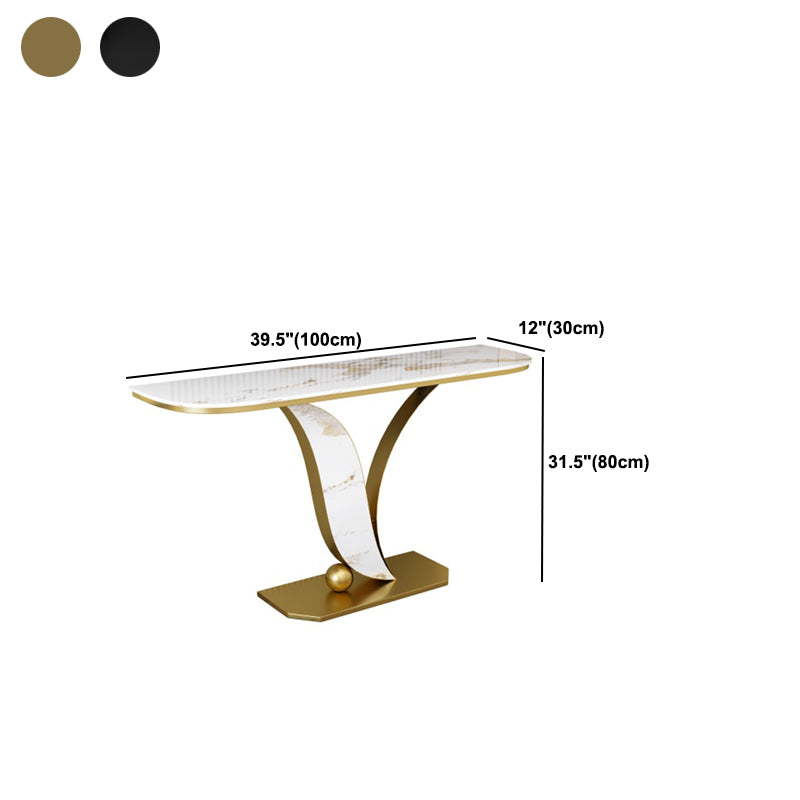 Glam Metal Half Moon Sofa Console Table Scratch Resistant Pedestal White Console Table Clearhalo 'Console Tables' 'console_tables' 'Entry & Mudroom Furniture' 'furn' 'furn_console_tables' 'Furniture' 5514718