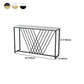 Glam Style Console Table with Rectangle Marble Top and Iron Trestle Base
