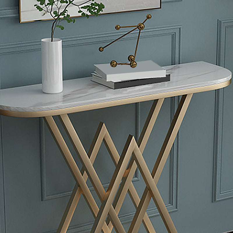 Metal Frame Accent Table with White Marble Console Table for Hall Clearhalo 'Console Tables' 'console_tables' 'Entry & Mudroom Furniture' 'furn' 'furn_console_tables' 'Furniture' 5514832