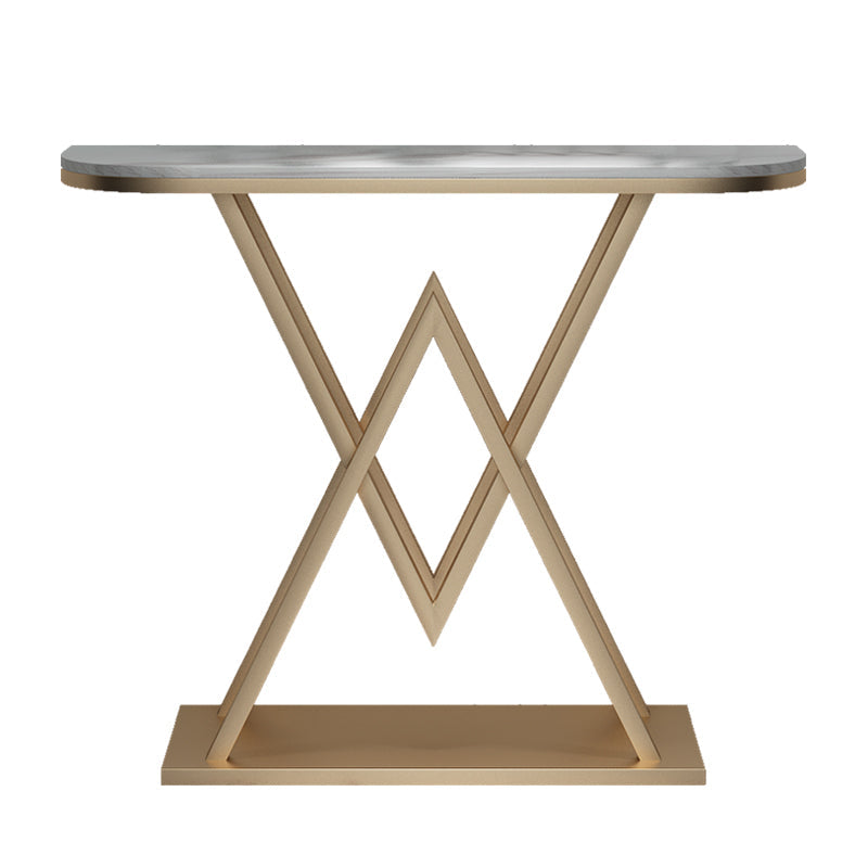 Metal Frame Accent Table with White Marble Console Table for Hall 39"L x 12"W x 31"H Gold Clearhalo 'Console Tables' 'console_tables' 'Entry & Mudroom Furniture' 'furn' 'furn_console_tables' 'Furniture' 5514834