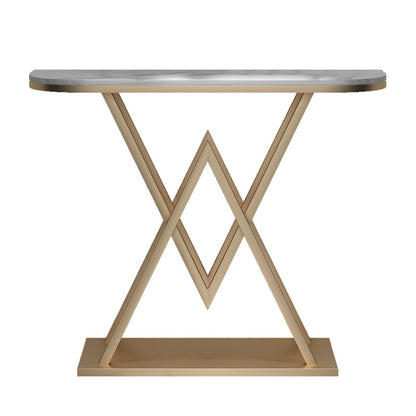 Metal Frame Accent Table with White Marble Console Table for Hall 39"L x 12"W x 31"H Gold Clearhalo 'Console Tables' 'console_tables' 'Entry & Mudroom Furniture' 'furn' 'furn_console_tables' 'Furniture' 5514834