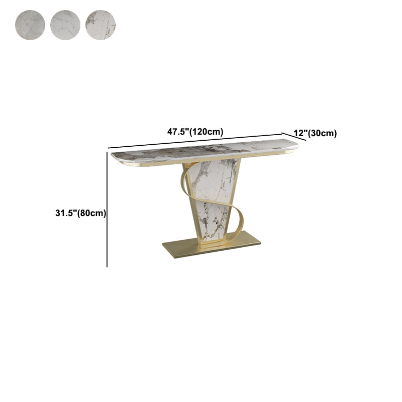 Glam Pedestal Slate Metal Sofa Console Table Half Moon Stain Resistant Console Table Clearhalo 'Console Tables' 'console_tables' 'Entry & Mudroom Furniture' 'furn' 'furn_console_tables' 'Furniture' 5514882
