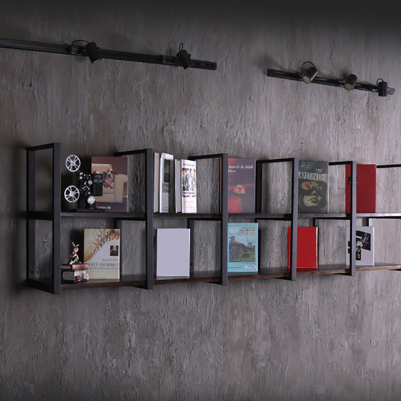 Industrial Wooden Storage Bookshelf Wall Mounted Bookcase with Rectangle Shelves Clearhalo 'Bookcases' 'furn' 'furn_bookcases' 'Furniture' 'Office Furniture' 5514923