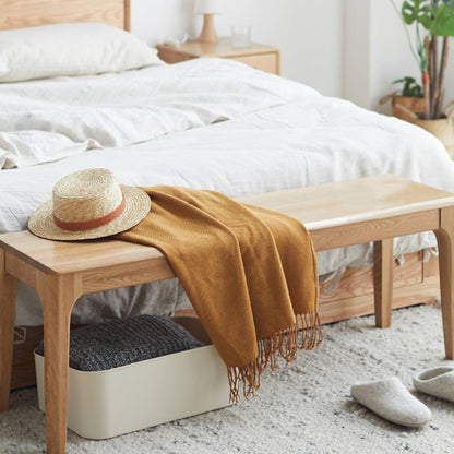 Modern Bench 11.8 Inch Wide Solid Wood Seating Bench with Legs 39.5"L x 12"W x 18"H Natural Clearhalo 'Benches' 'Chairs & Seating' 'furn' 'furn_benches' 'Furniture' 'Living Room Furniture' 5514976