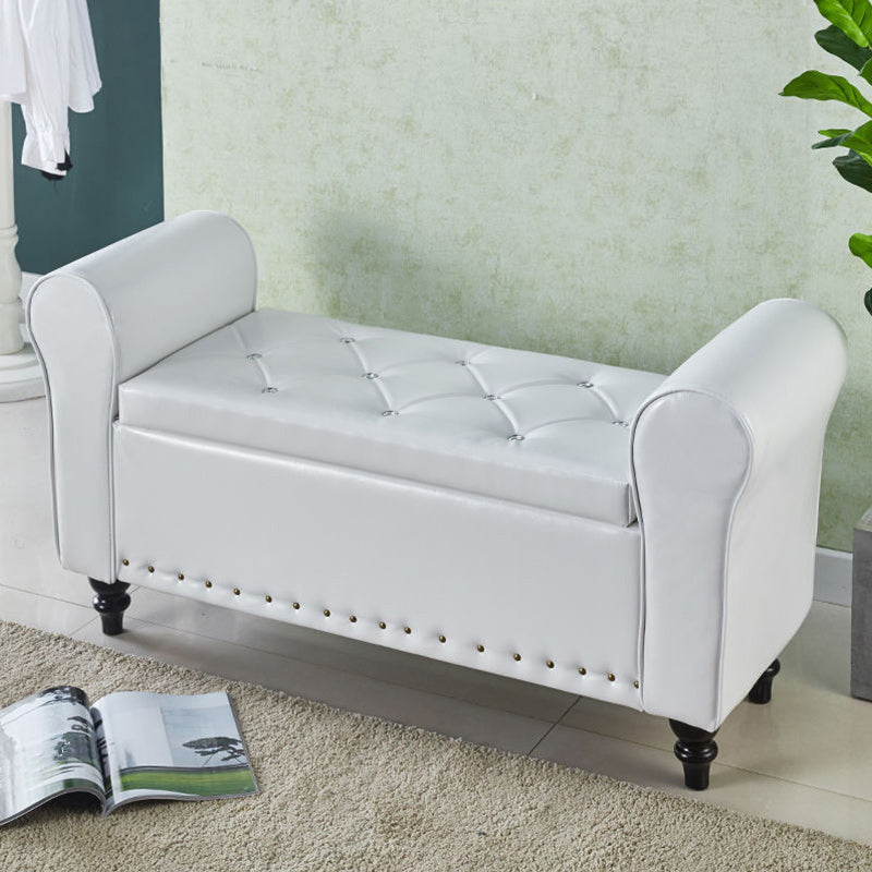 15.75 Inch Wide Bench Upholstered Modern Bench with Arms for Bedroom White Clearhalo 'Benches' 'Chairs & Seating' 'furn' 'furn_benches' 'Furniture' 'Living Room Furniture' 5514989