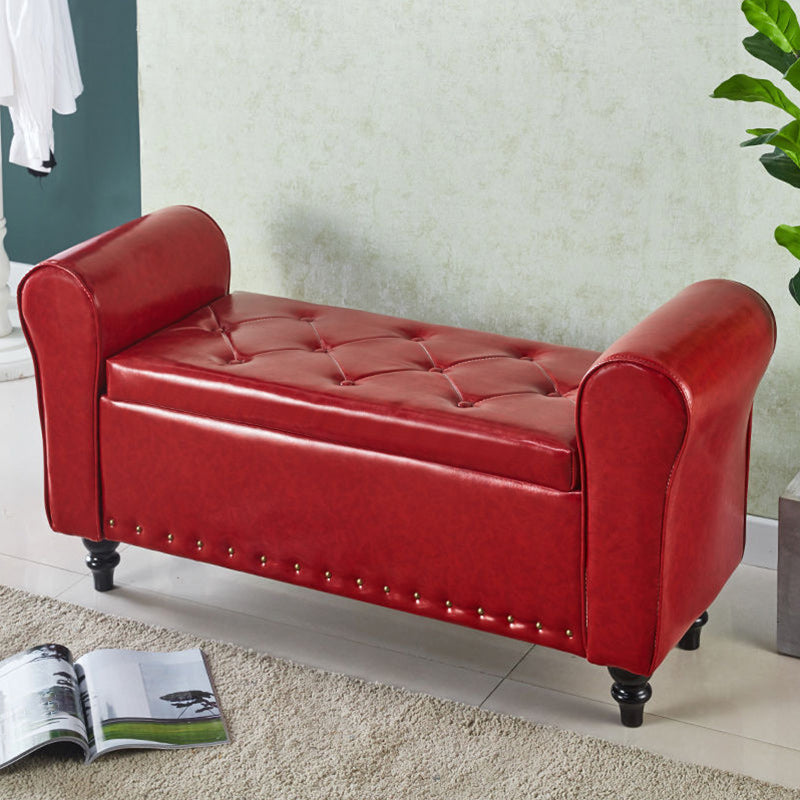 15.75 Inch Wide Bench Upholstered Modern Bench with Arms for Bedroom Red Clearhalo 'Benches' 'Chairs & Seating' 'furn' 'furn_benches' 'Furniture' 'Living Room Furniture' 5514991