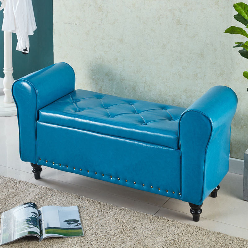 15.75 Inch Wide Bench Upholstered Modern Bench with Arms for Bedroom Blue Clearhalo 'Benches' 'Chairs & Seating' 'furn' 'furn_benches' 'Furniture' 'Living Room Furniture' 5514997