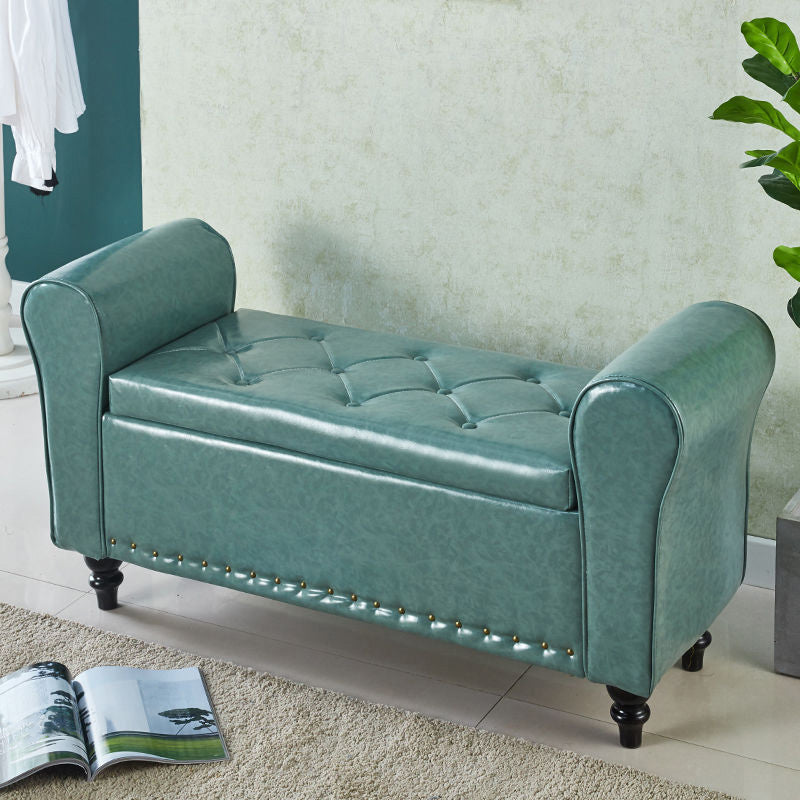 15.75 Inch Wide Bench Upholstered Modern Bench with Arms for Bedroom Green Clearhalo 'Benches' 'Chairs & Seating' 'furn' 'furn_benches' 'Furniture' 'Living Room Furniture' 5515000