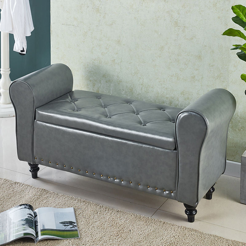 15.75 Inch Wide Bench Upholstered Modern Bench with Arms for Bedroom Silver Gray Clearhalo 'Benches' 'Chairs & Seating' 'furn' 'furn_benches' 'Furniture' 'Living Room Furniture' 5515008