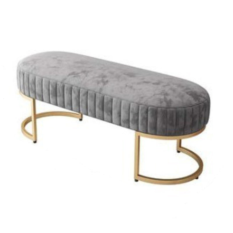 17.7" H Cushioned Ottoman Bench Glam Metal Seating Bench with Legs Grey Clearhalo 'Benches' 'Chairs & Seating' 'furn' 'furn_benches' 'Furniture' 'Living Room Furniture' 5515054