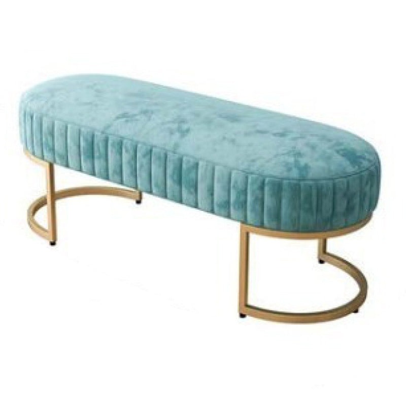 17.7" H Cushioned Ottoman Bench Glam Metal Seating Bench with Legs Blue Clearhalo 'Benches' 'Chairs & Seating' 'furn' 'furn_benches' 'Furniture' 'Living Room Furniture' 5515055