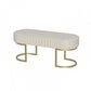 17.7" H Cushioned Ottoman Bench Glam Metal Seating Bench with Legs 39"L x 16"W x 18"H Off-White Clearhalo 'Benches' 'Chairs & Seating' 'furn' 'furn_benches' 'Furniture' 'Living Room Furniture' 5515061