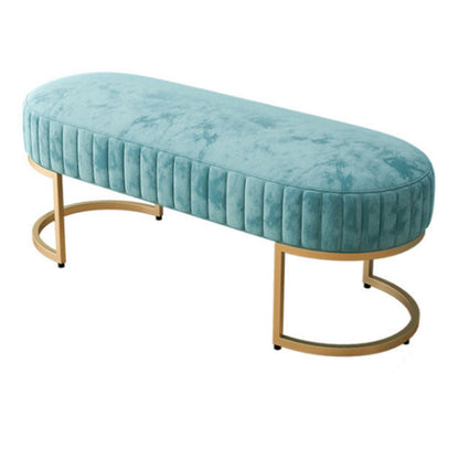 Glam Oval Bench with Legs Velvet Foam Solid Color Bench for Bedroom Blue Clearhalo 'Benches' 'Chairs & Seating' 'furn' 'furn_benches' 'Furniture' 'Living Room Furniture' 5515117