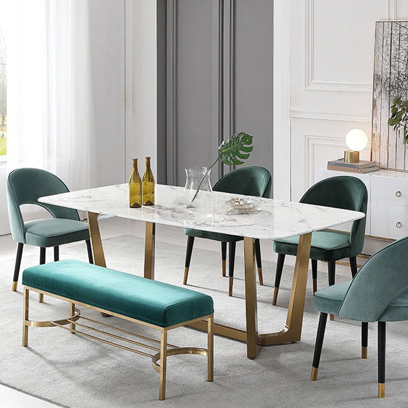 Modern Rectangle Velvet Bench Foam Solid Color Bench for Kitchen Clearhalo 'Benches' 'Chairs & Seating' 'furn' 'furn_benches' 'Furniture' 'Living Room Furniture' 5515167