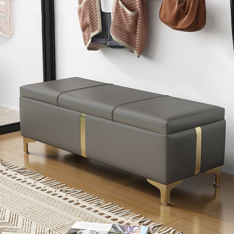 16.5" W Glam Wood Seating Bench Cushioned Entryway Bench with Storage Dark Gray Clearhalo 'Benches' 'Chairs & Seating' 'furn' 'furn_benches' 'Furniture' 'Living Room Furniture' 5515199