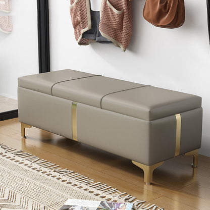 16.5" W Glam Wood Seating Bench Cushioned Entryway Bench with Storage Light Gray Clearhalo 'Benches' 'Chairs & Seating' 'furn' 'furn_benches' 'Furniture' 'Living Room Furniture' 5515200