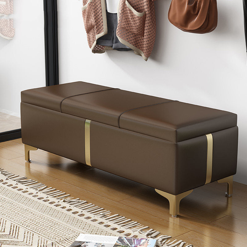 16.5" W Glam Wood Seating Bench Cushioned Entryway Bench with Storage Dark Brown Clearhalo 'Benches' 'Chairs & Seating' 'furn' 'furn_benches' 'Furniture' 'Living Room Furniture' 5515207