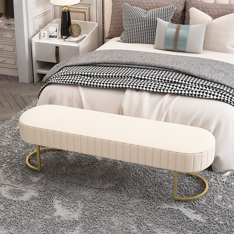 Modern Solid Color Seating Bench Upholstered Entryway and Bedroom Bench with Cushioned Beige Clearhalo 'Benches' 'Chairs & Seating' 'furn' 'furn_benches' 'Furniture' 'Living Room Furniture' 5515266