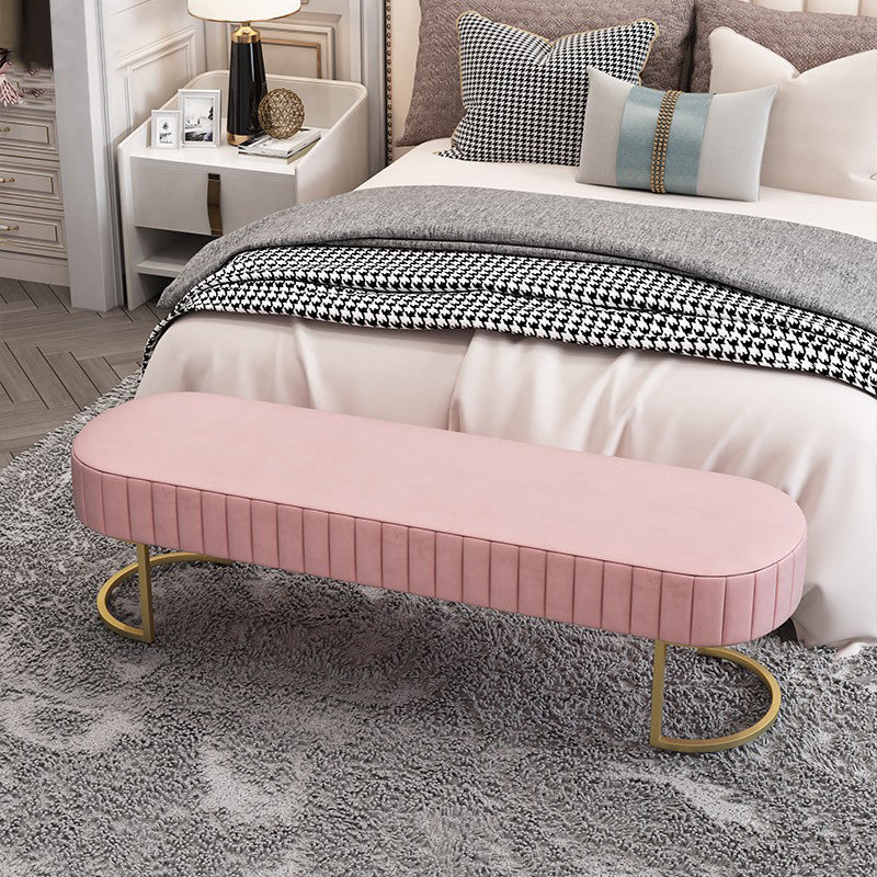 Modern Solid Color Seating Bench Upholstered Entryway and Bedroom Bench with Cushioned Pink Clearhalo 'Benches' 'Chairs & Seating' 'furn' 'furn_benches' 'Furniture' 'Living Room Furniture' 5515268