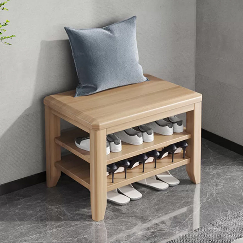 Rectangle 11.8" Wide Entryway Bench with Storage Solid Wood Seating Bench in Rubberwood 23.6"L x 11.8"W x 16.5"H Natural Clearhalo 'Benches' 'Chairs & Seating' 'furn' 'furn_benches' 'Furniture' 'Living Room Furniture' 5515397