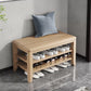 Rectangle 11.8" Wide Entryway Bench with Storage Solid Wood Seating Bench in Rubberwood 31"L x 12"W x 17"H Natural Clearhalo 'Benches' 'Chairs & Seating' 'furn' 'furn_benches' 'Furniture' 'Living Room Furniture' 5515400