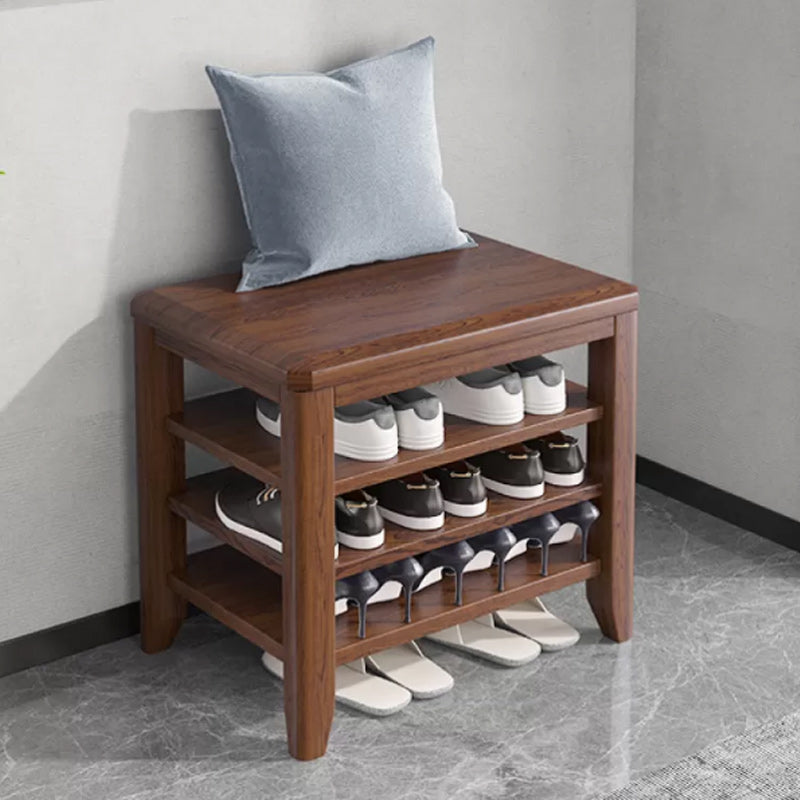 Rectangle 11.8" Wide Entryway Bench with Storage Solid Wood Seating Bench in Rubberwood 24"L x 12"W x 20.5"H Nut-Brown Clearhalo 'Benches' 'Chairs & Seating' 'furn' 'furn_benches' 'Furniture' 'Living Room Furniture' 5515403