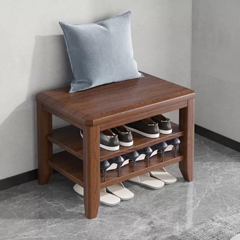 Rectangle 11.8" Wide Entryway Bench with Storage Solid Wood Seating Bench in Rubberwood 23.6"L x 11.8"W x 16.5"H Nut-Brown Clearhalo 'Benches' 'Chairs & Seating' 'furn' 'furn_benches' 'Furniture' 'Living Room Furniture' 5515406