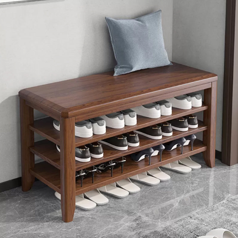 Rectangle 11.8" Wide Entryway Bench with Storage Solid Wood Seating Bench in Rubberwood 39"L x 12"W x 20"H Nut-Brown Clearhalo 'Benches' 'Chairs & Seating' 'furn' 'furn_benches' 'Furniture' 'Living Room Furniture' 5515414