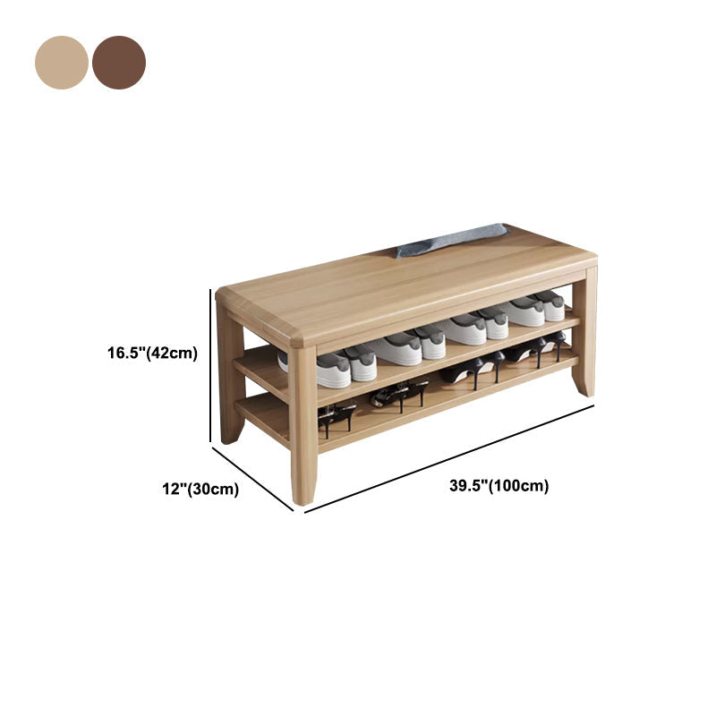 Rectangle 11.8" Wide Entryway Bench with Storage Solid Wood Seating Bench in Rubberwood Clearhalo 'Benches' 'Chairs & Seating' 'furn' 'furn_benches' 'Furniture' 'Living Room Furniture' 5515417