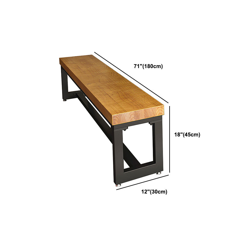 Banc de banc en bois massif de 11,8 "de largeur en bois de salle à manger naturelle avec des jambes en métal