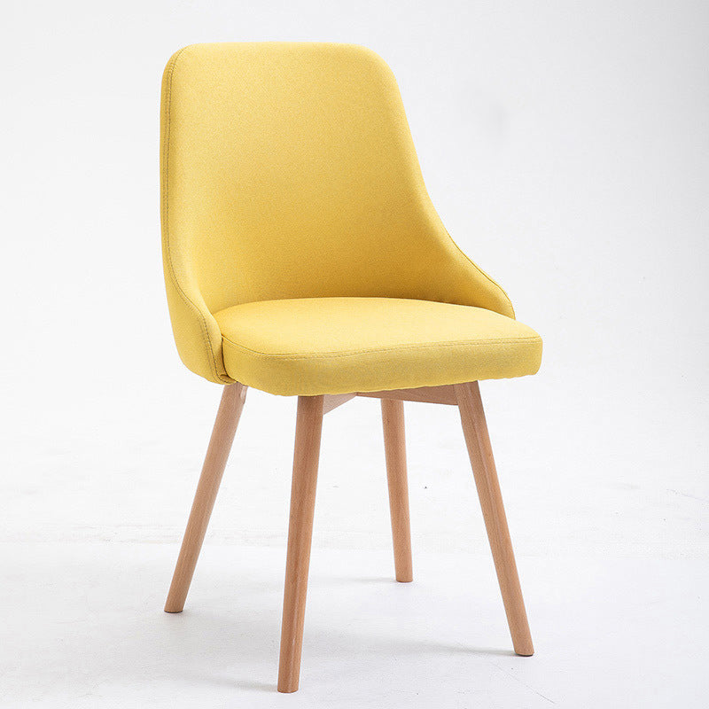 Cotton Blend /PU Upholstered Accent Chair Solid Wood Chair with 4 Legs Lemon Yellow Cotton Blend Clearhalo 'Accent Chairs' 'accent_chairs' 'Chairs & Seating' 'furn' 'furn_accent_chairs' 'Furniture' 'Living Room Furniture' 5515599