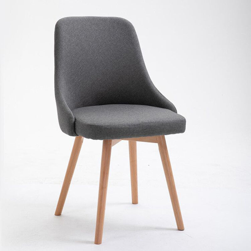 Cotton Blend /PU Upholstered Accent Chair Solid Wood Chair with 4 Legs Smoke Gray Cotton Blend Clearhalo 'Accent Chairs' 'accent_chairs' 'Chairs & Seating' 'furn' 'furn_accent_chairs' 'Furniture' 'Living Room Furniture' 5515603