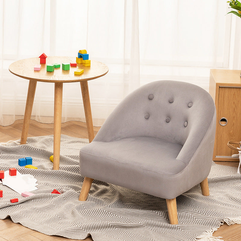 Buttoned Armchair with Basic Four Legs and Sloped Arms Chair Grey Velvet Clearhalo 'Accent Chairs' 'accent_chairs' 'Chairs & Seating' 'furn' 'furn_accent_chairs' 'Furniture' 'Living Room Furniture' 5515641