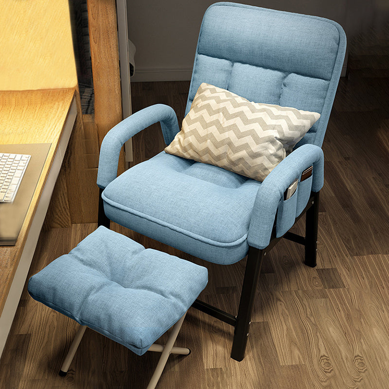 Linen Blend Convertible Chair with Storage for Apartment Chair Blue With Ottoman Clearhalo 'Accent Chairs' 'accent_chairs' 'Chairs & Seating' 'furn' 'furn_accent_chairs' 'Furniture' 'Living Room Furniture' 5515668