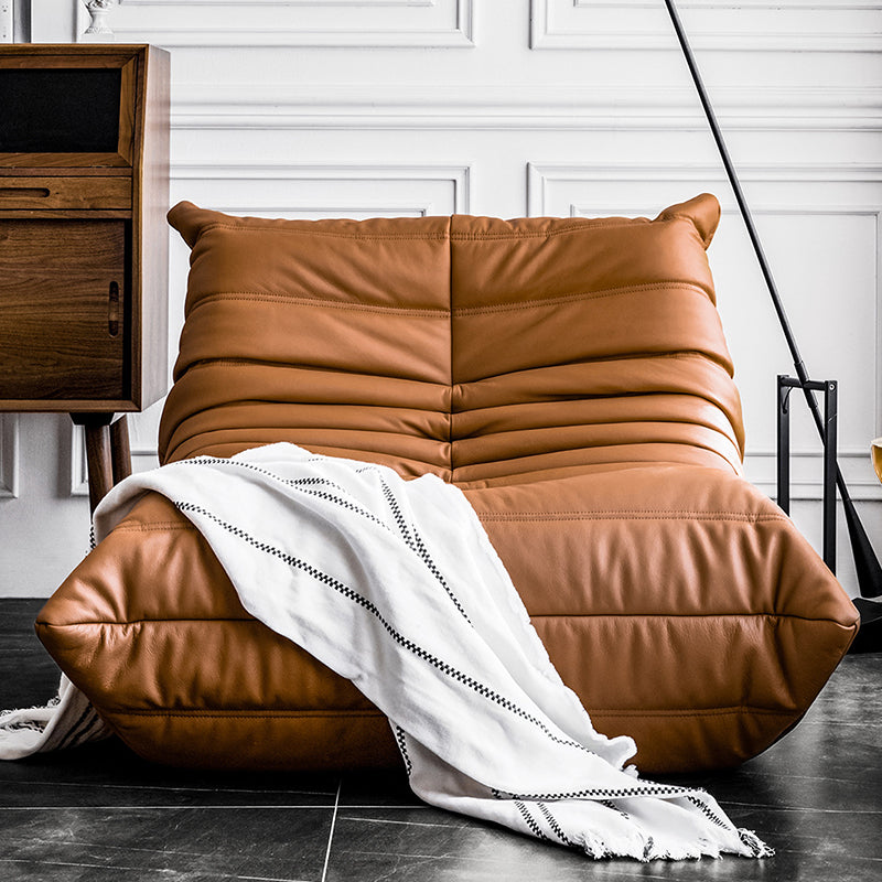 Modern Armless Chair, Faux Leather Upholstered Accent Chair, 40"(W) X 37"(D) X 28"(H) Brown Clearhalo 'Accent Chairs' 'accent_chairs' 'Chairs & Seating' 'furn' 'furn_accent_chairs' 'Furniture' 'Living Room Furniture' 5515741